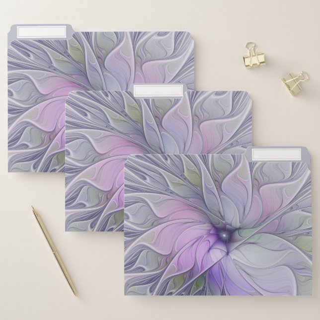 Stunning Beauty Modern Abstract Fractal Art Flower File Folder (Set)