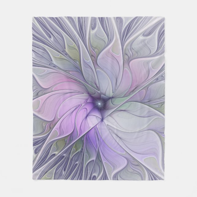Stunning Beauty Modern Abstract Fractal Art Flower Fleece Blanket (Front)