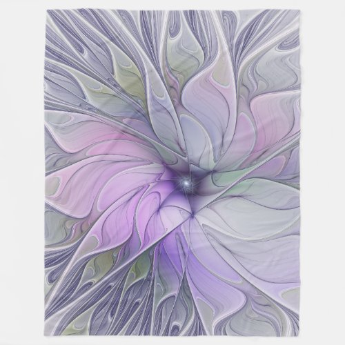 Stunning Beauty Modern Abstract Fractal Art Flower Fleece Blanket