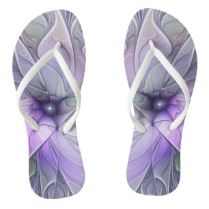Stunning Beauty Modern Abstract Fractal Art Flower Flip Flops