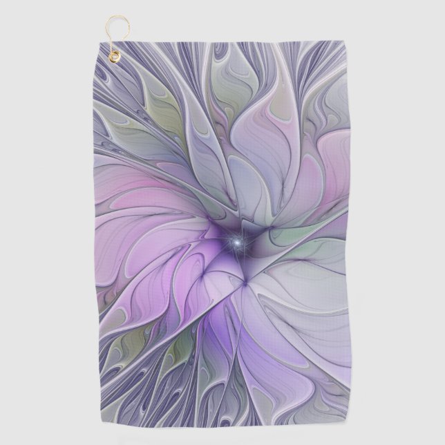 Stunning Beauty Modern Abstract Fractal Art Flower Golf Towel (Front)