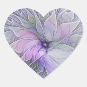 Stunning Beauty Modern Abstract Fractal Art Flower Heart Sticker