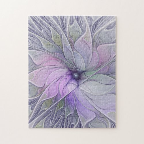 Stunning Beauty Modern Abstract Fractal Art Flower Jigsaw Puzzle