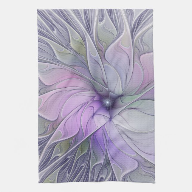 Stunning Beauty Modern Abstract Fractal Art Flower Kitchen Towel (Vertical)