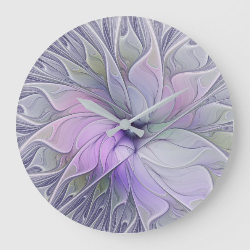 Stunning Beauty Modern Abstract Fractal Art Flower Large Clock