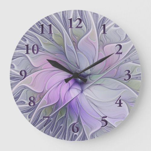 Stunning Beauty Modern Abstract Fractal Art Flower Large Clock