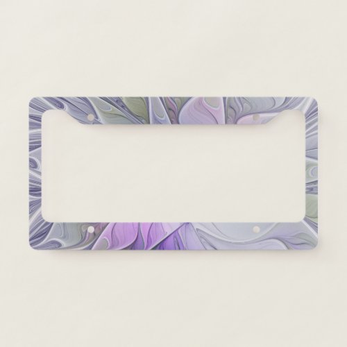 Stunning Beauty Modern Abstract Fractal Art Flower License Plate Frame