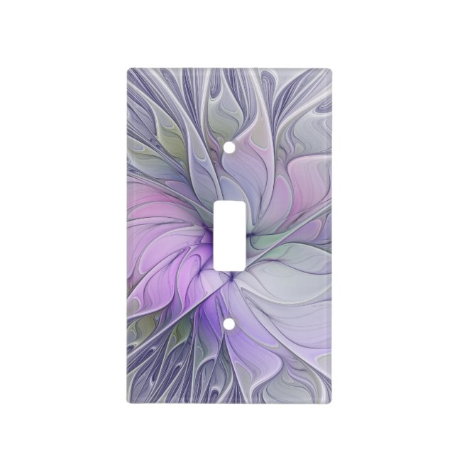 Stunning Beauty Modern Abstract Fractal Art Flower Light Switch Cover (Front)