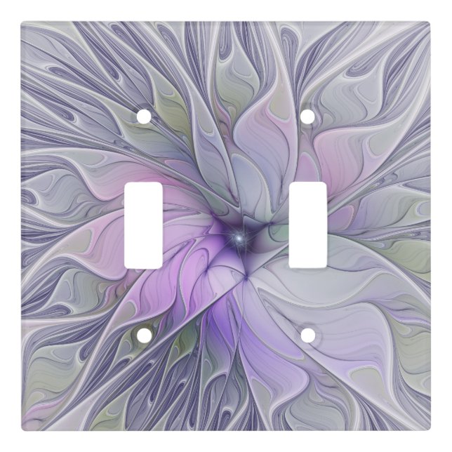 Stunning Beauty Modern Abstract Fractal Art Flower Light Switch Cover (Front)