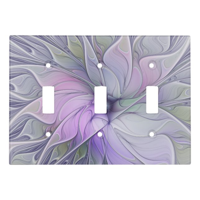 Stunning Beauty Modern Abstract Fractal Art Flower Light Switch Cover (Front)
