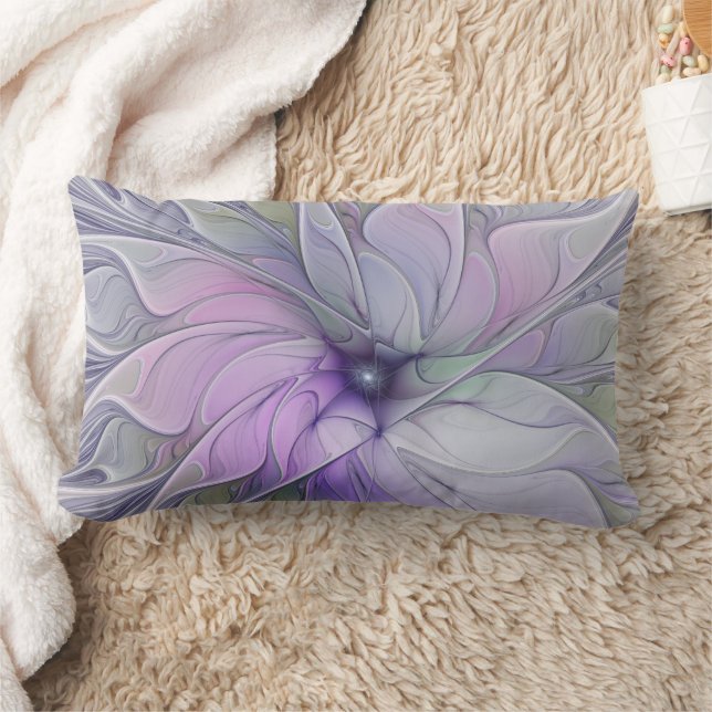 Stunning Beauty Modern Abstract Fractal Art Flower Lumbar Pillow (Blanket)