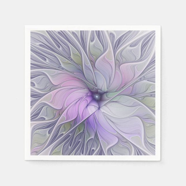 Stunning Beauty Modern Abstract Fractal Art Flower Napkins (Front)
