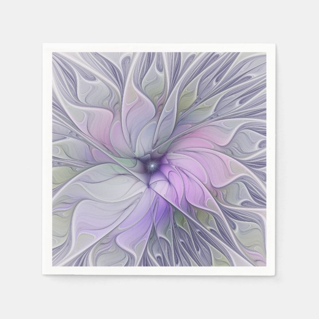 Stunning Beauty Modern Abstract Fractal Art Flower Napkins (Front)