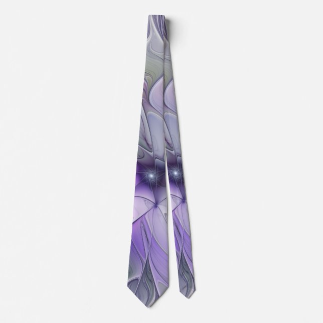 Stunning Beauty Modern Abstract Fractal Art Flower Neck Tie (Front)