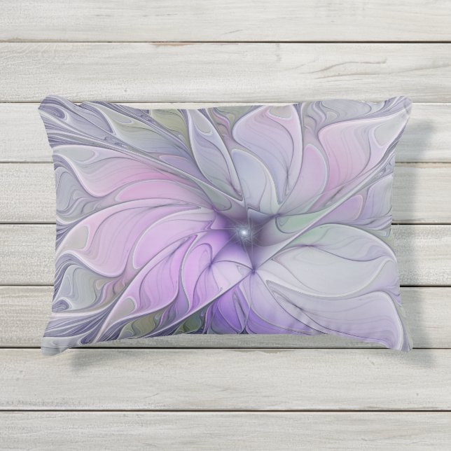 Stunning Beauty Modern Abstract Fractal Art Flower Outdoor Pillow (Front)