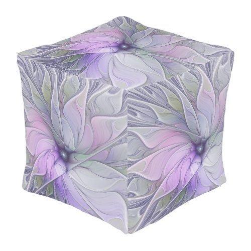 Stunning Beauty Modern Abstract Fractal Art Flower Outdoor Pouf