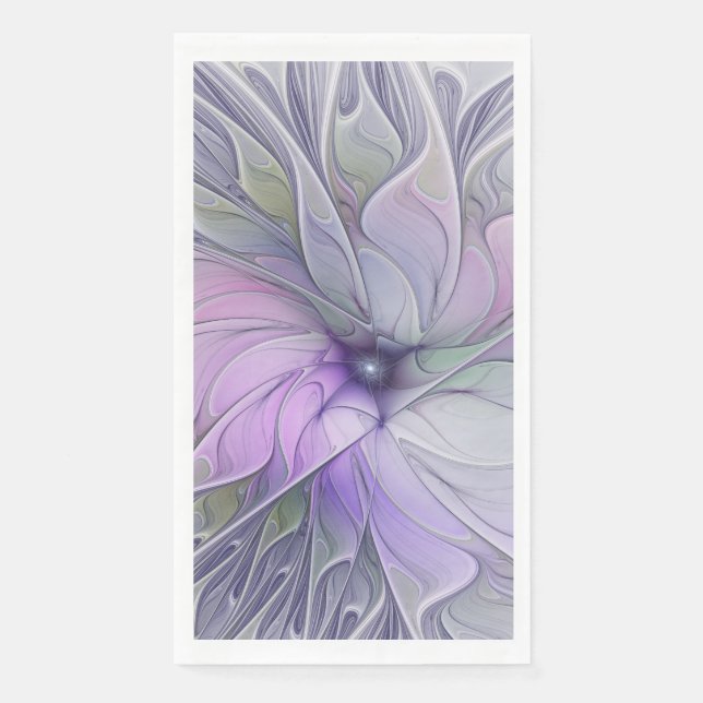 Stunning Beauty Modern Abstract Fractal Art Flower Paper Guest Towels (Front)