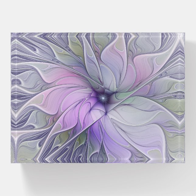 Stunning Beauty Modern Abstract Fractal Art Flower Paperweight (Front)
