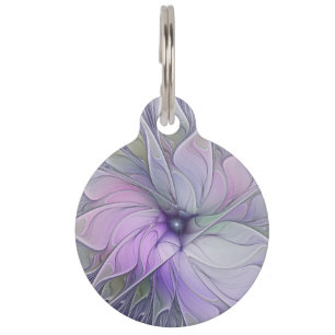 Stunning Beauty Modern Abstract Fractal Art Flower Pet ID Tag