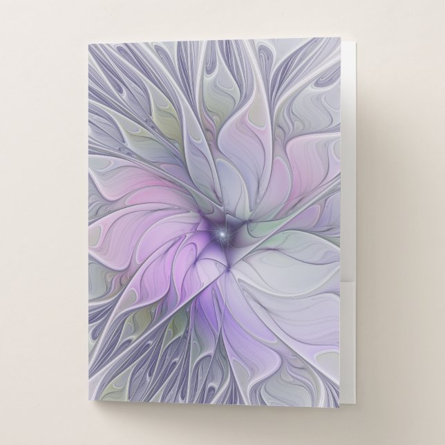 Stunning Beauty Modern Abstract Fractal Art Flower Pocket Folder (Front)