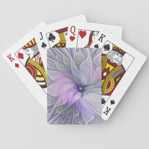 Stunning Beauty Modern Abstract Fractal Art Flower Poker Cards