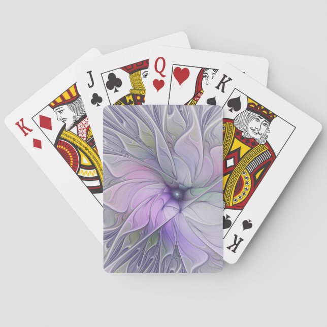 Stunning Beauty Modern Abstract Fractal Art Flower Poker Cards (Back)
