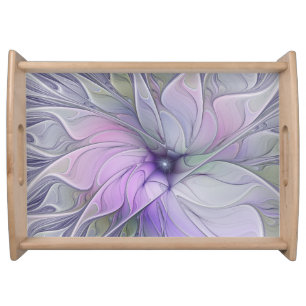 Stunning Beauty Modern Abstract Fractal Art Flower Serving Tray