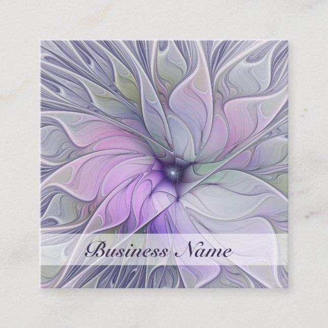 Stunning Beauty Modern Abstract Fractal Art Flower Square Business Card (Front)