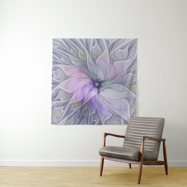 Stunning Beauty Modern Abstract Fractal Art Flower Tapestry (In Situ)