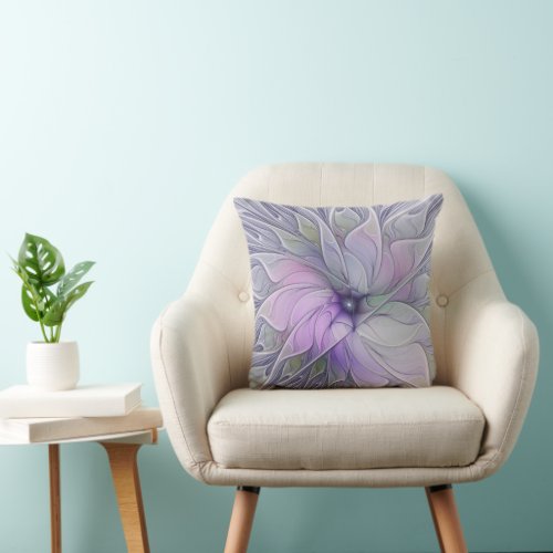 Stunning Beauty Modern Abstract Fractal Art Flower Throw Pillow
