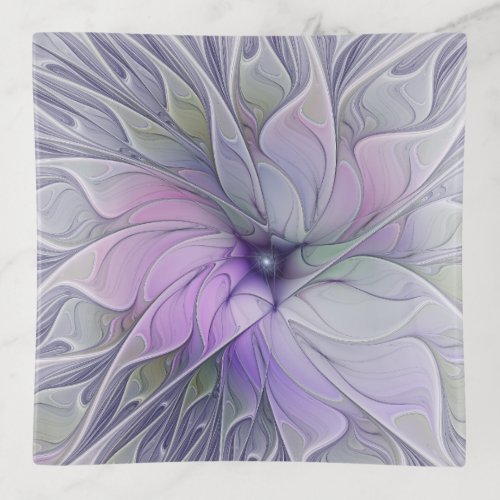Stunning Beauty Modern Abstract Fractal Art Flower Trinket Tray