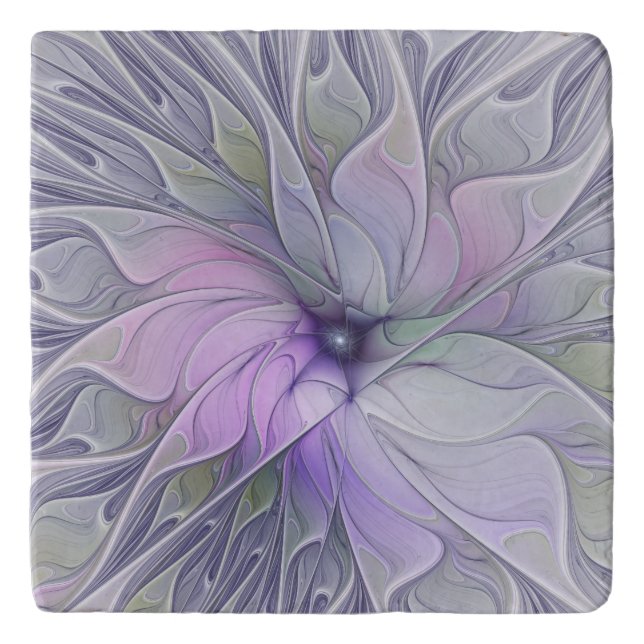Stunning Beauty Modern Abstract Fractal Art Flower Trivet (Front)