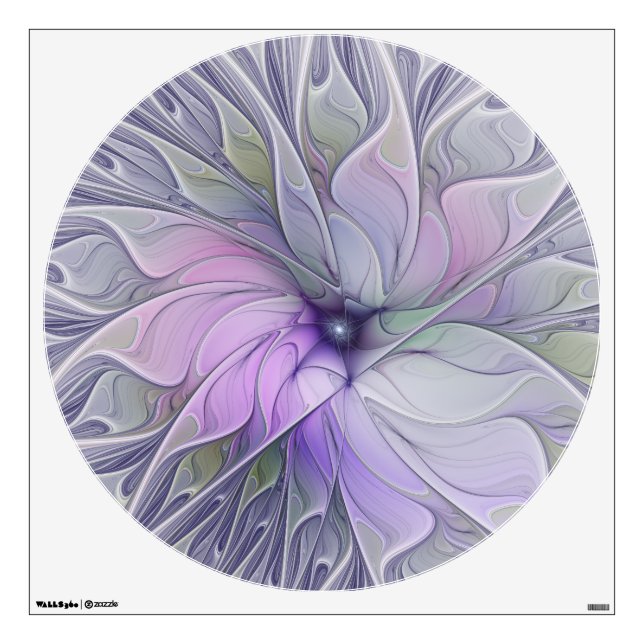 Stunning Beauty Modern Abstract Fractal Art Flower Wall Decal (Front)