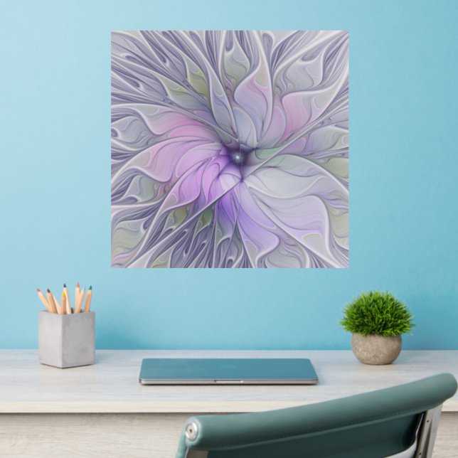 Stunning Beauty Modern Abstract Fractal Art Flower Wall Decal (Home Office 2)