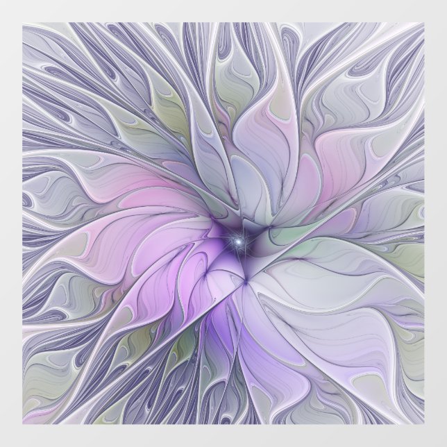 Stunning Beauty Modern Abstract Fractal Art Flower Window Cling (Sheet)