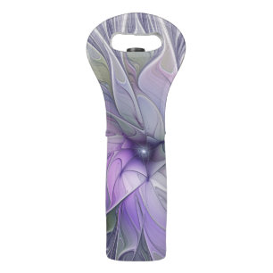 Stunning Beauty Modern Abstract Fractal Art Flower Wine Bag