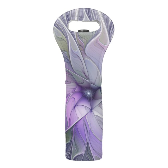 Stunning Beauty Modern Abstract Fractal Art Flower Wine Bag (Front)