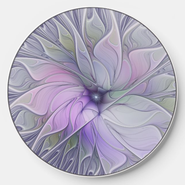 Stunning Beauty Modern Abstract Fractal Art Flower Wireless Charger (Front)