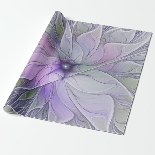 Stunning Beauty Modern Abstract Fractal Art Flower Wrapping Paper