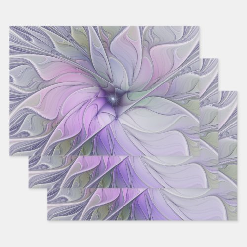 Stunning Beauty Modern Abstract Fractal Art Flower Wrapping Paper Sheets