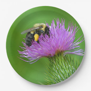 Stunning Bee And Thistle Paper Plate