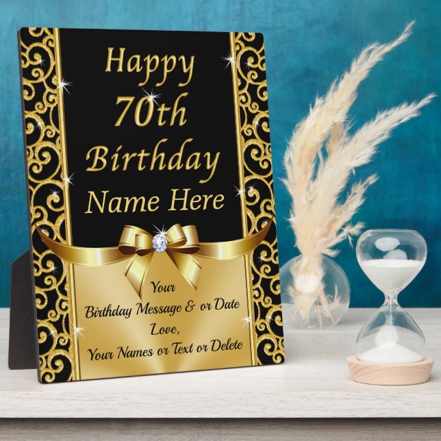 Stunning Birthday Present for 70 year old woman Plaque (Side)