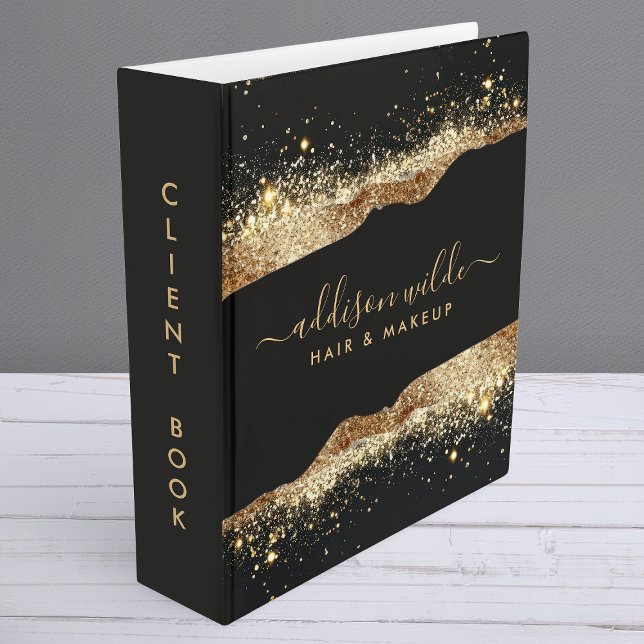 Stunning Black And Gold Glitter Script Business 3 Ring Binder (Creator Uploaded)