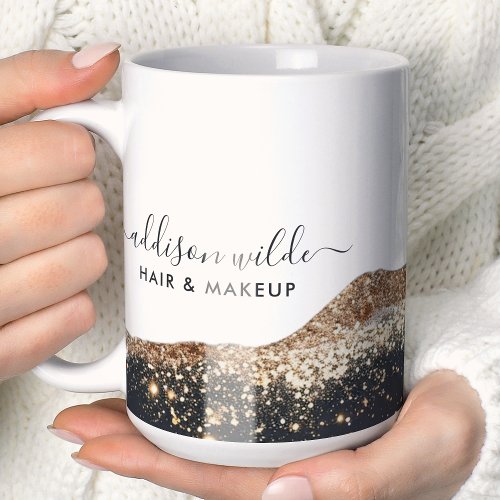 Stunning Black And Gold Glitter Script Business Coffee Mug