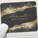 Stunning Black And Gold Glitter Script Business Mouse Pad<br><div class="desc">Enhance your workspace with this Stunning Black And Gold Glitter Script Business Mouse Pad. Designed with elegance in mind, this mouse pad features a luxurious black background adorned with a shimmering gold glitter wave, creating a perfect balance between professionalism and style. The trendy script font prominently displays your business name,...</div>