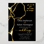 Stunning Black and Gold Kintsugi Foil Invitation