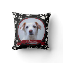 Stunning Black and White Dog Memorial Paw Prints