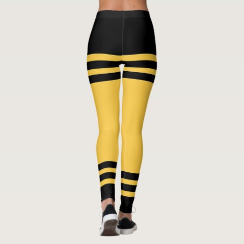 stunning black and yellow lines leggings