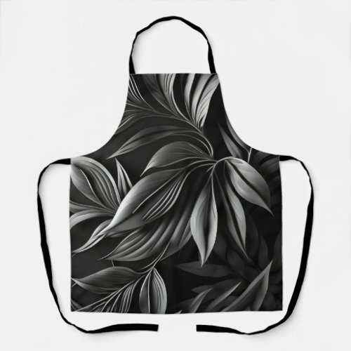 stunning black floral design apron