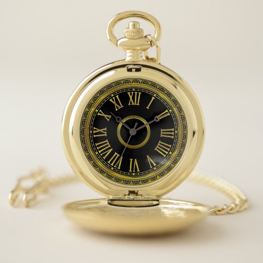 black and gold pocket watch